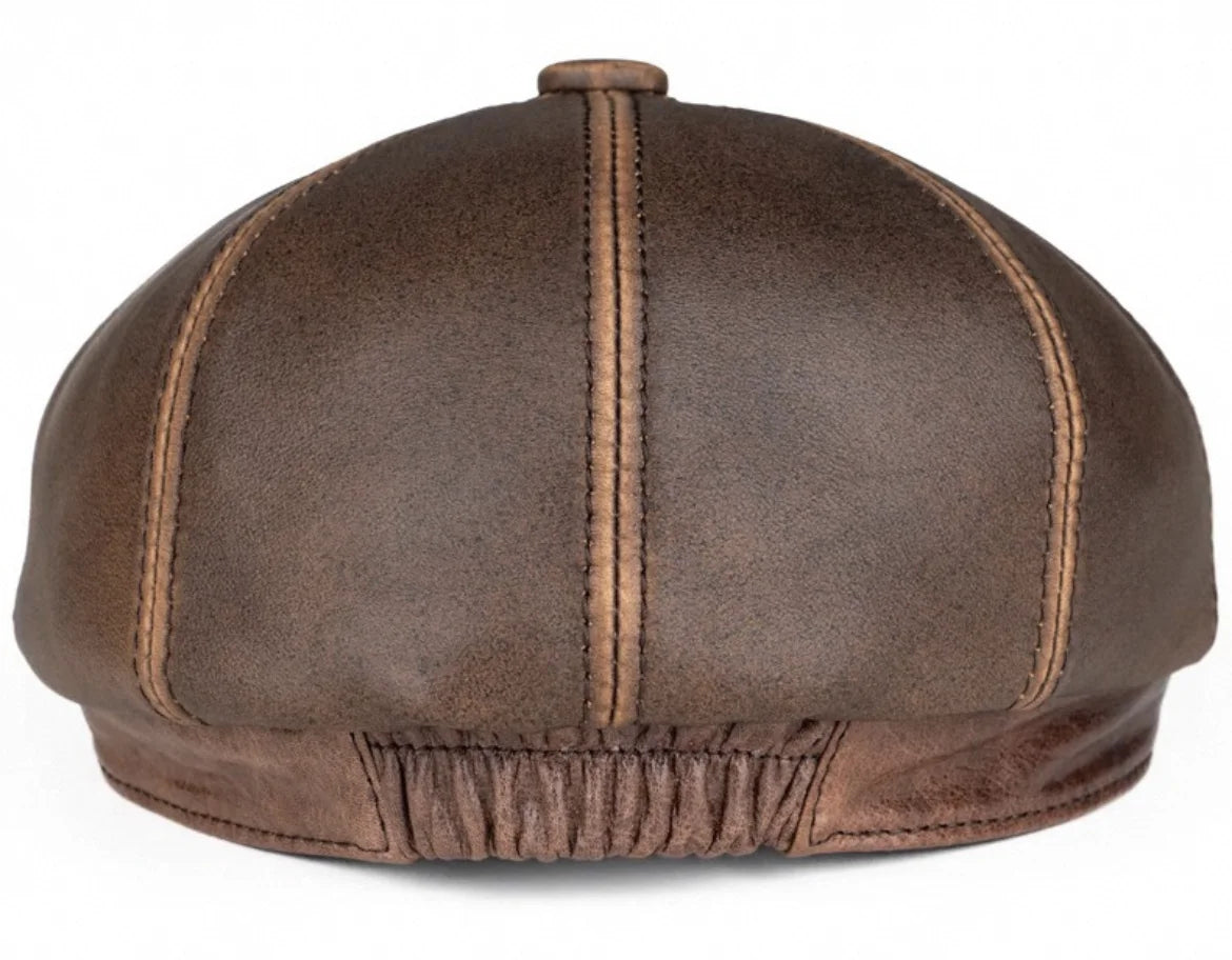 Petrópolis Leather Newsboy — Octagonal Beret