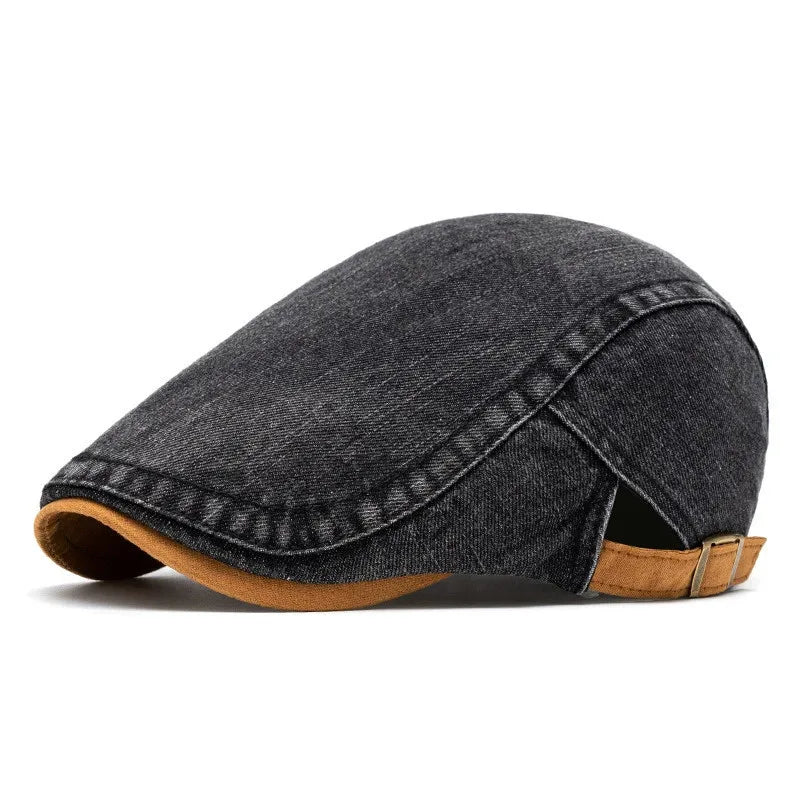 Cotton solid newsboy cap for men