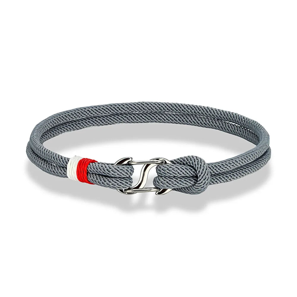 Mariner Braided Rope Bracelet – Navy Blue Survival Style with Stainless Steel Double Push Carabiner Clasp, Durable Design for Men