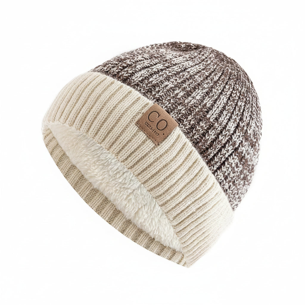 Turdunum Two-Tone Winter Beanie – Fur-Lined Knit Hat for Men & Women | Warm Casual Cap