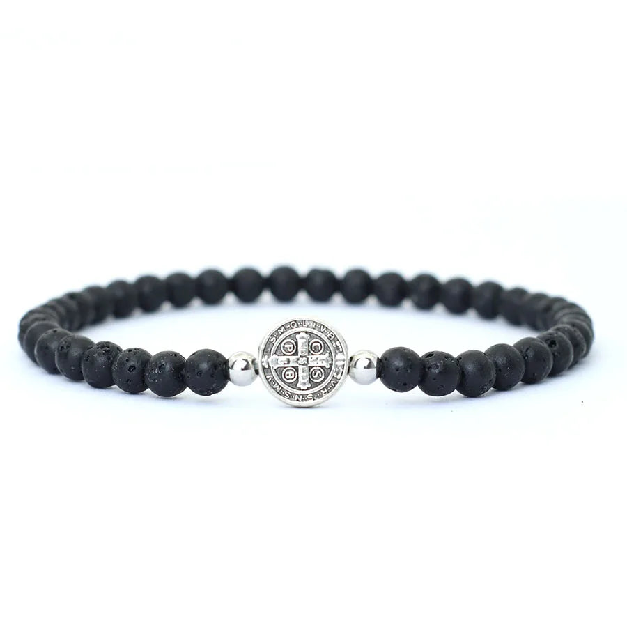 Brindisi Cross Beaded Bracelet – Tiger Eye & Onyx