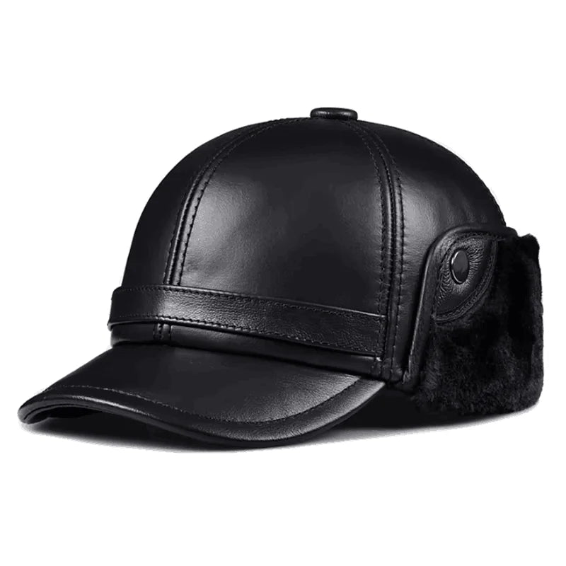 Veracruz Leather Bomber Cap — Faux Fur