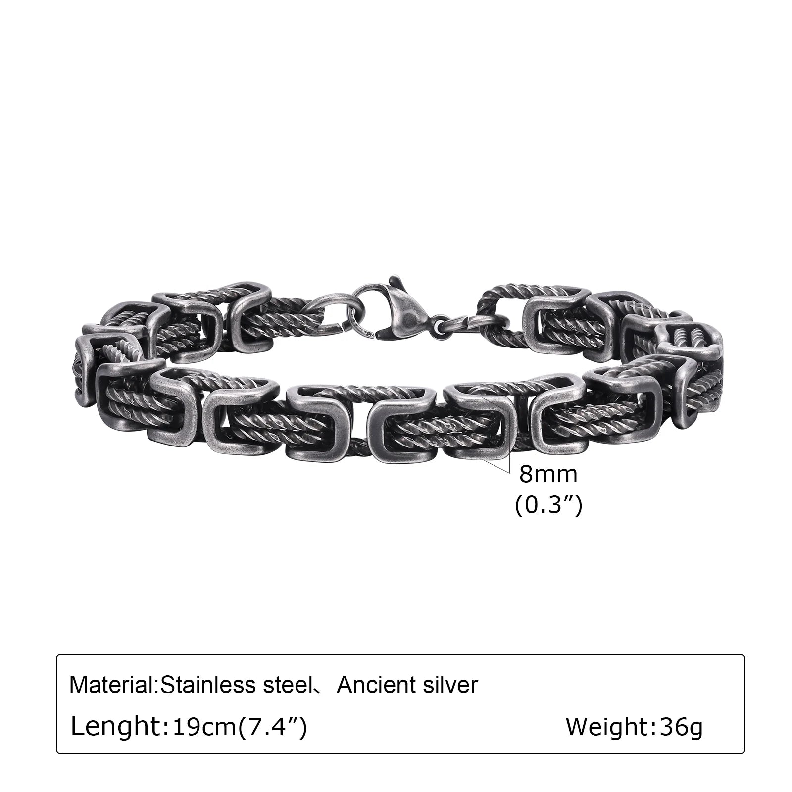 Sorrento Byzantine Bracelet – Stainless Steel 8mm