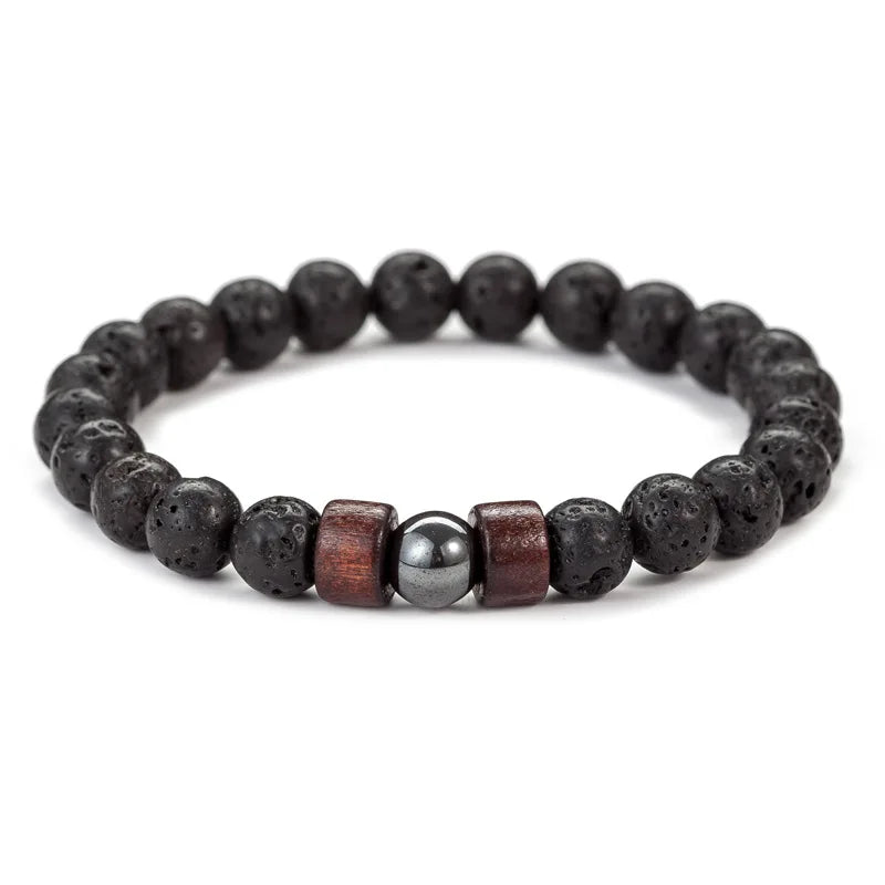 Lava Core Bracelet – Men’s 8mm Volcanic Stone Bead Bracelet
