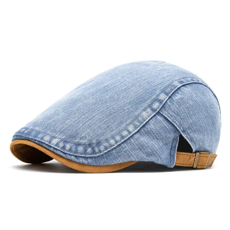 Cotton solid newsboy cap for men