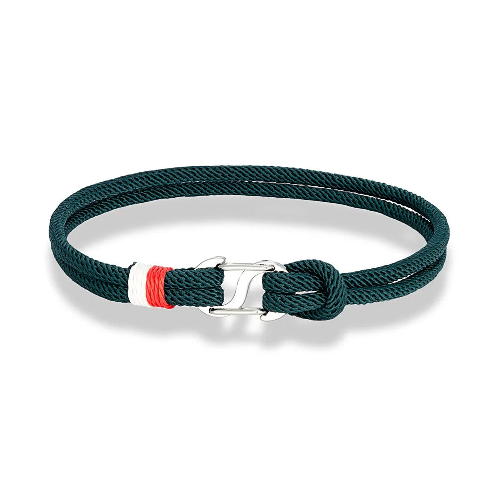 Mariner Braided Rope Bracelet – Navy Blue Survival Style with Stainless Steel Double Push Carabiner Clasp, Durable Design for Men