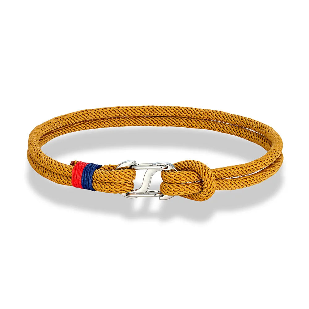 Mariner Braided Rope Bracelet – Navy Blue Survival Style with Stainless Steel Double Push Carabiner Clasp, Durable Design for Men