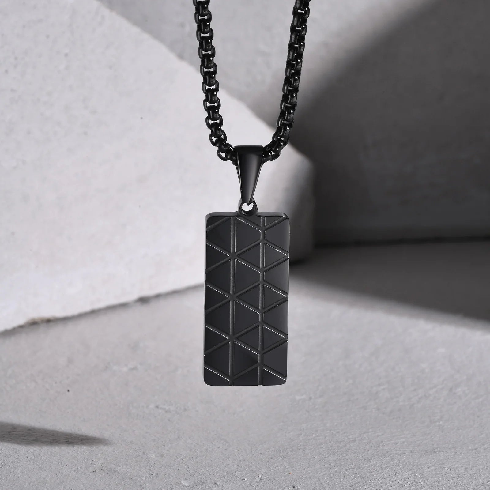 Vnox Small Dogtags Pendant Necklaces for Men, Black Silver Color Stainless Steel Military Dog Tag with Box Chain Gift to Him