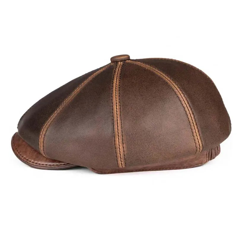 Petrópolis Leather Newsboy — Octagonal Beret