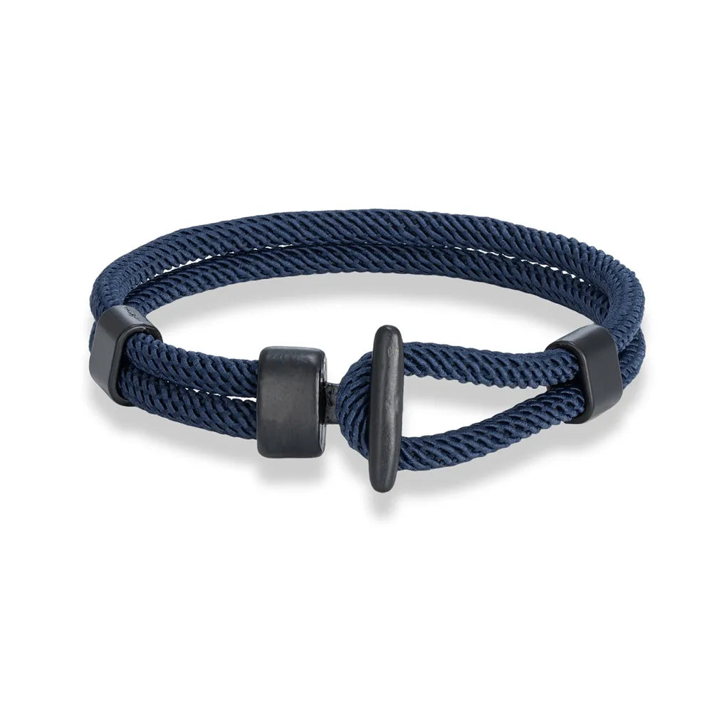 Aegis Hook Rope Bracelet – Double Strand Nautical Survival Style with Brushed Black Easy Hook, Minimalist Design for Men