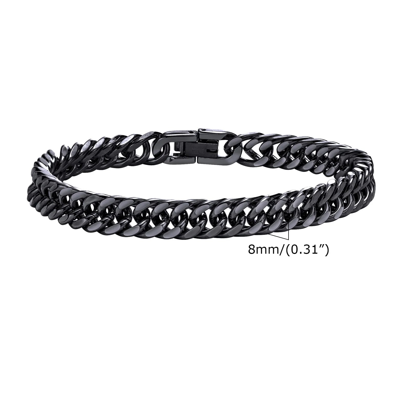 Vnox 8mm/12mm Bold Heavy Stainless Steel Cuban Bracelets for Men, Oxidized Metal Wristband, Punk Rock Chain Bracelet Jewelry