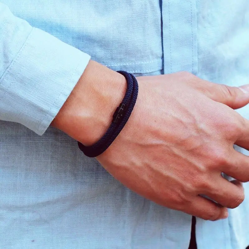 Double Layer Rope Bracelet for Men – Sleek, Minimal & Magnetic Fit