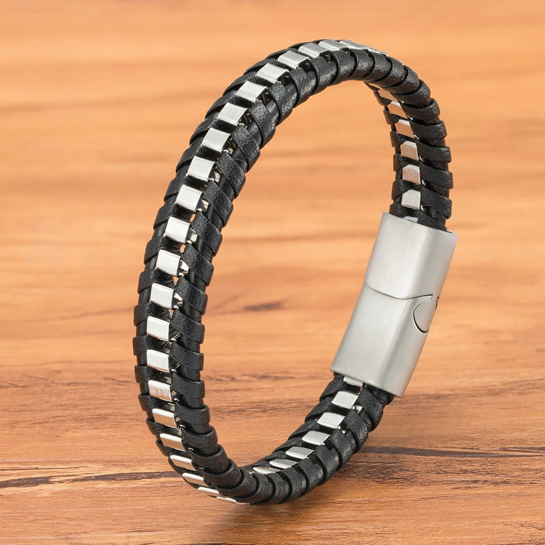 Titan Edge Bracelet – Men’s Leather & Stainless Steel Magnetic Bracelet