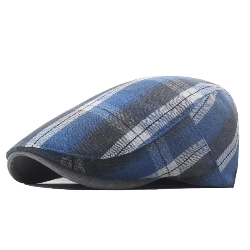 Stratford Striped Newsboy Cap – Polyester Flat Cap with Classic Print, Retro Painter Style for All Seasons