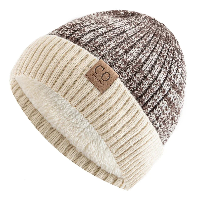 Turdunum Two-Tone Winter Beanie – Fur-Lined Knit Hat for Men & Women | Warm Casual Cap