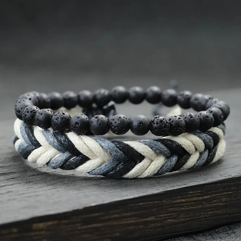 Natural Stone Couple Bracelet Set – Handmade Connection Jewelry