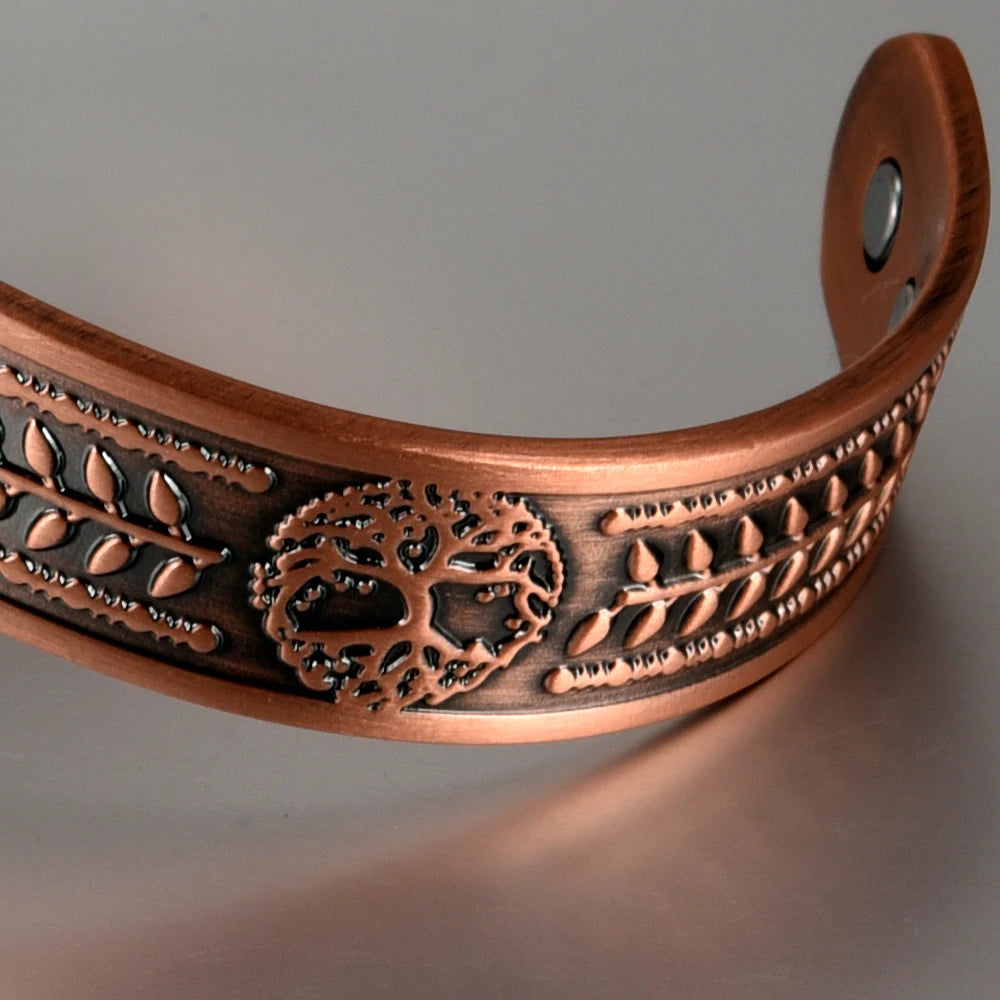 Macro Detail — Calama Copper Cuff, Tree of Life relief