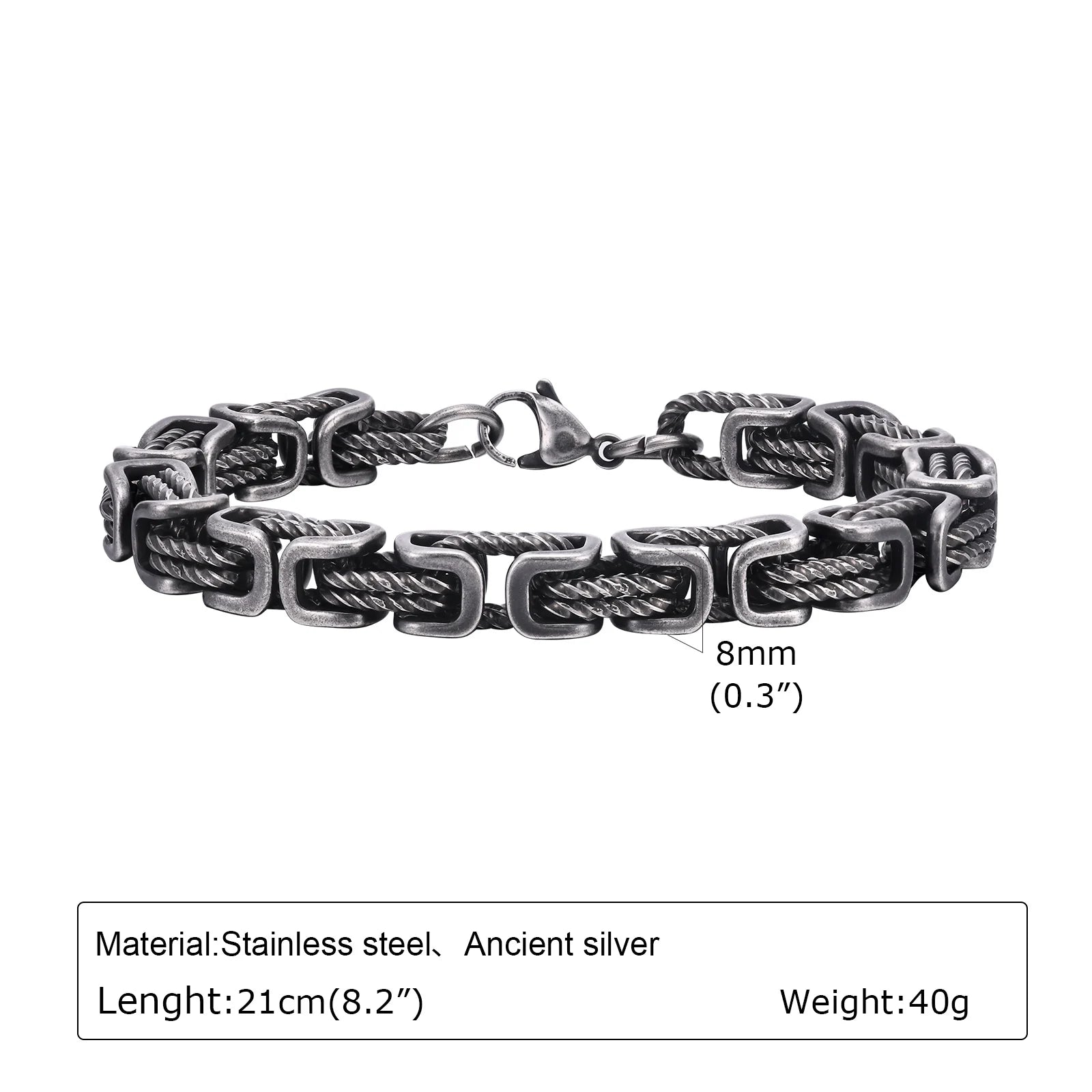 Men's Byzantine Chain Bracelet — Stainless Steel Braided Link Wristband