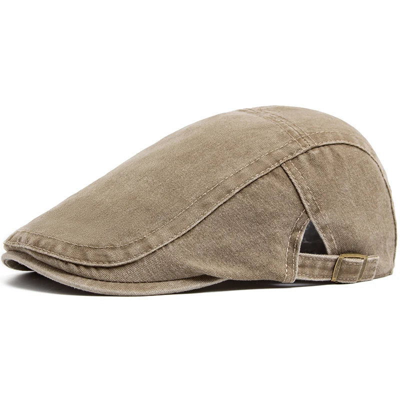 Hispalis Vintage Cotton Beret – Retro-Style Flat Cap with Visor, Casual and Adjustable for Summer & Autumn