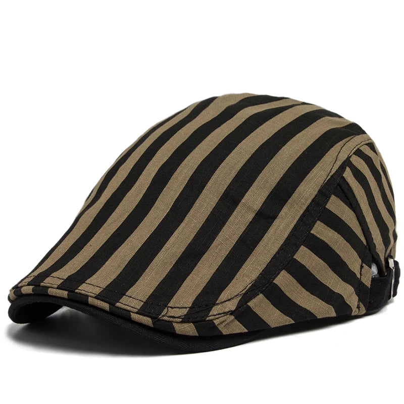 Ashford Plaid Cotton Beret – Lightweight Vintage-Style Flat Cap with Visor, Casual Summer Design in Cotton and Linen