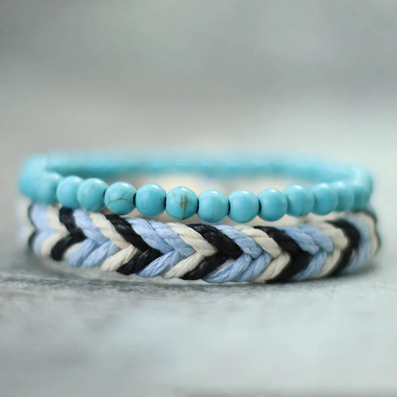 Natural Stone Couple Bracelet Set – Handmade Connection Jewelry