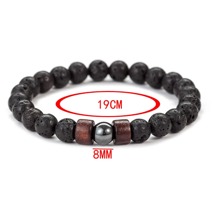 Lava Core Bracelet – Men’s 8mm Volcanic Stone Bead Bracelet