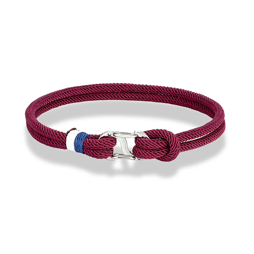 Mariner Braided Rope Bracelet – Navy Blue Survival Style with Stainless Steel Double Push Carabiner Clasp, Durable Design for Men