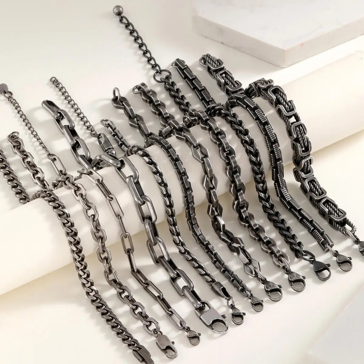 Men's Byzantine Chain Bracelet — Stainless Steel Braided Link Wristband