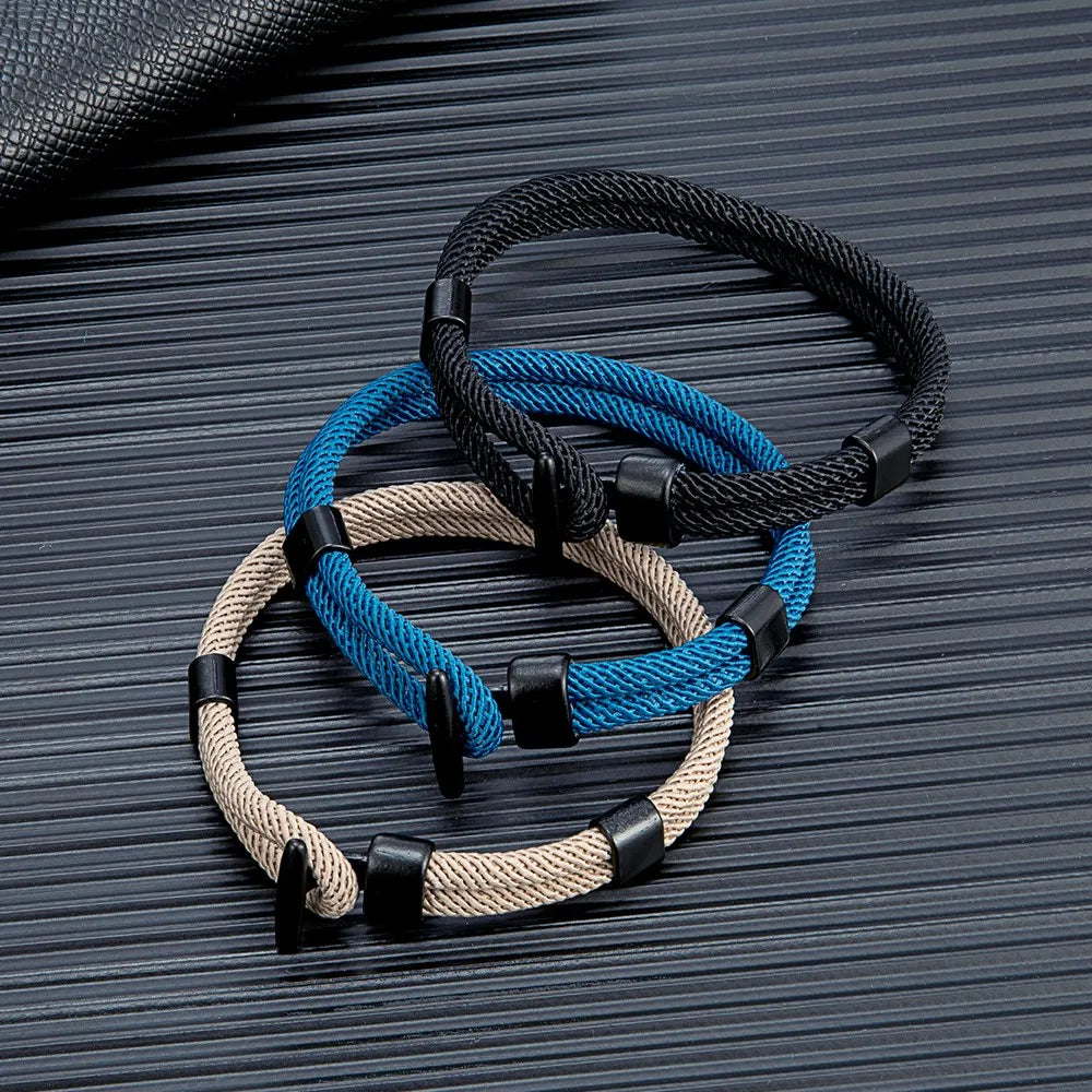 Aegis Hook Rope Bracelet – Double Strand Nautical Survival Style with Brushed Black Easy Hook, Minimalist Design for Men