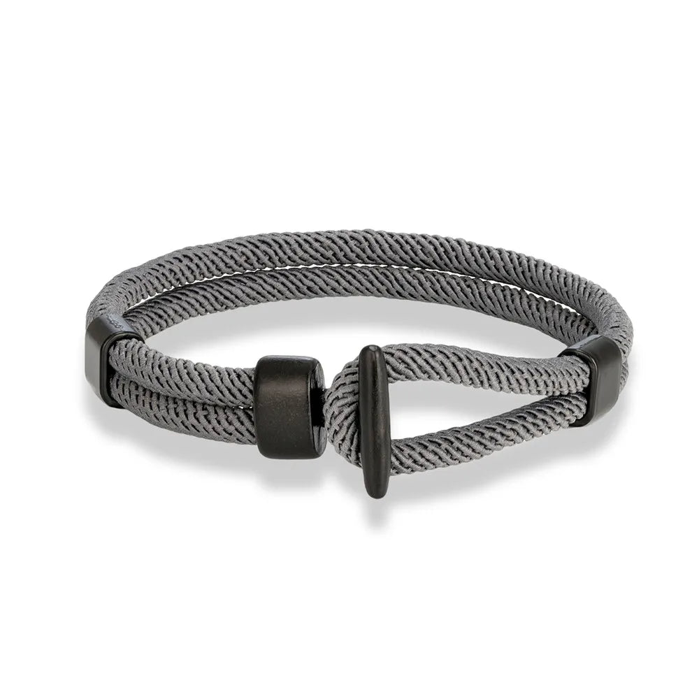 Aegis Hook Rope Bracelet – Double Strand Nautical Survival Style with Brushed Black Easy Hook, Minimalist Design for Men