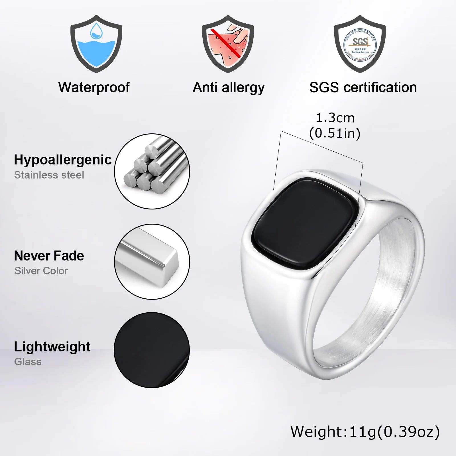 Nero Stone men's black stone ring