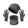 Nordic Fleece Winter Set – 3-Piece Knitted Set with Hat, Scarf, and Touchscreen Gloves, Fleece-Lined for Maximum Warmth and Comfort