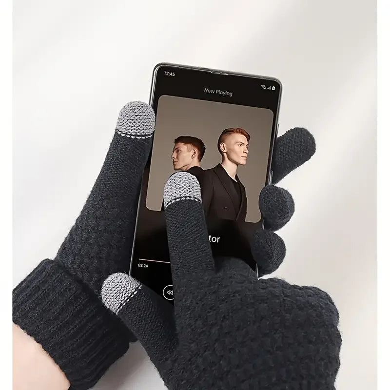 Nordic Fleece Winter Set – 3-Piece Knitted Set with Hat, Scarf, and Touchscreen Gloves, Fleece-Lined for Maximum Warmth and Comfort