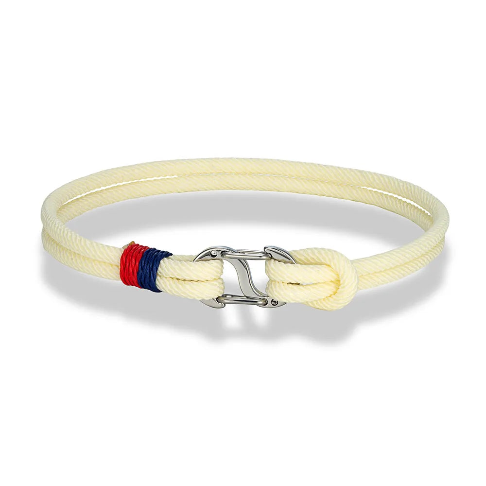 Mariner Braided Rope Bracelet – Navy Blue Survival Style with Stainless Steel Double Push Carabiner Clasp, Durable Design for Men