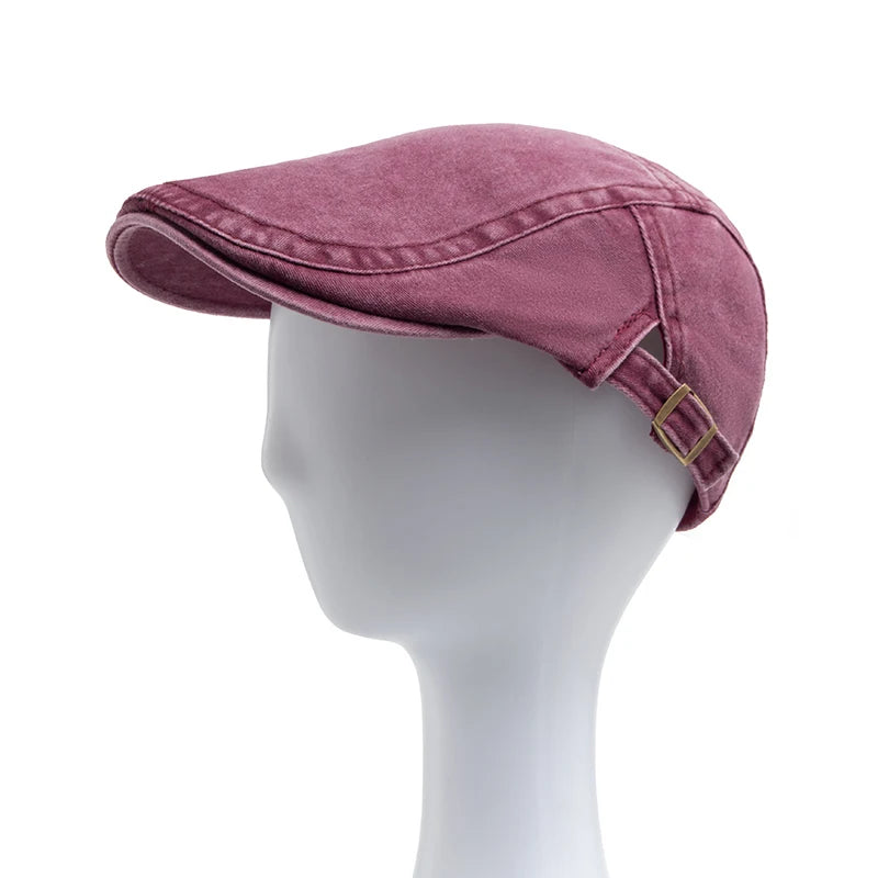Hispalis Vintage Cotton Beret – Retro-Style Flat Cap with Visor, Casual and Adjustable for Summer & Autumn
