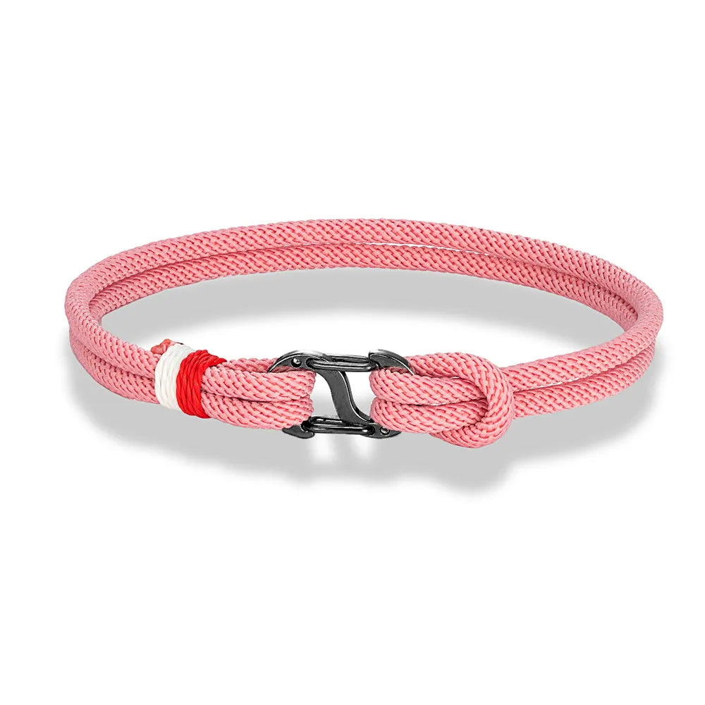 Aegir Nautical Rope Bracelet – Double Strand Surfer Style with Black Stainless Steel Carabiner Clasp, Sleek and Durable Design for Men