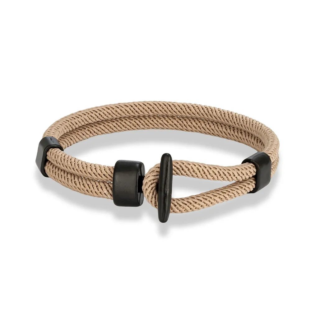 Aegis Hook Rope Bracelet – Double Strand Nautical Survival Style with Brushed Black Easy Hook, Minimalist Design for Men
