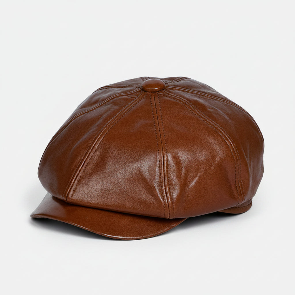 León Leather Newsboy — Peaked Cap