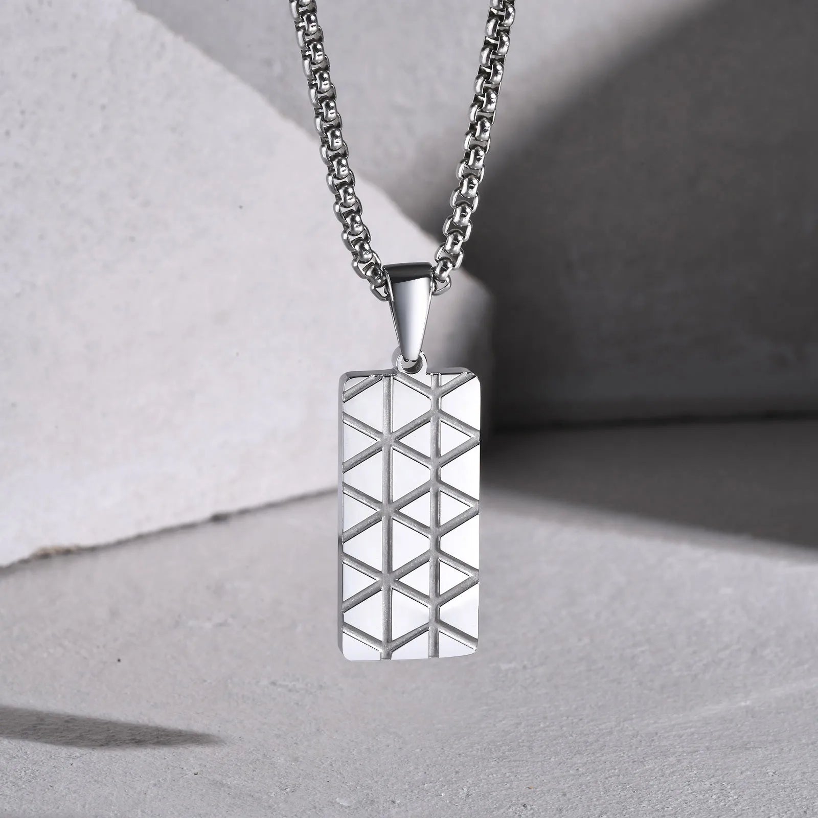 Vnox Small Dogtags Pendant Necklaces for Men, Black Silver Color Stainless Steel Military Dog Tag with Box Chain Gift to Him