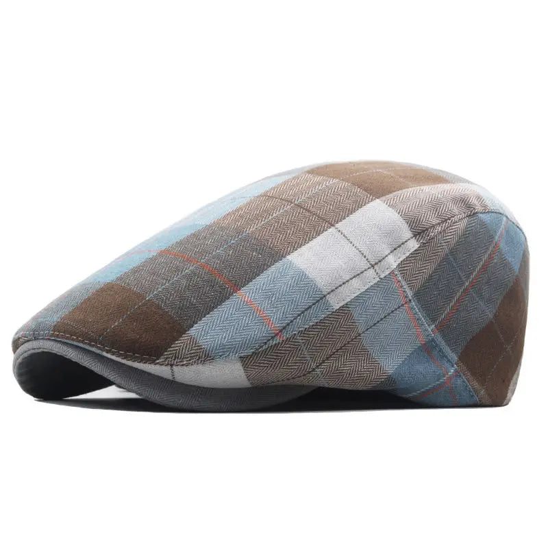 Stratford Striped Newsboy Cap – Polyester Flat Cap with Classic Print, Retro Painter Style for All Seasons
