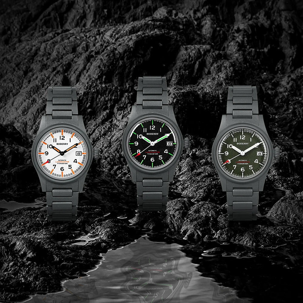Boderry Landmaster Automatic Watch — Titanium & Sapphire 38mm