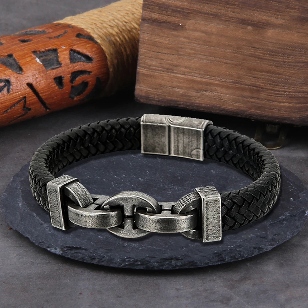 Infinity Forge Bracelet – Men’s Genuine Leather Braided Bracelet