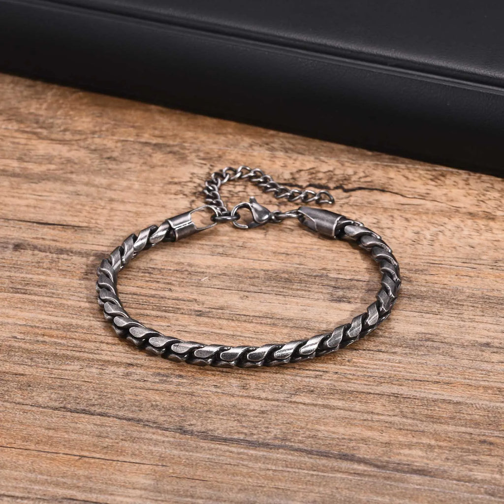 Men's Byzantine Chain Bracelet — Stainless Steel Braided Link Wristband