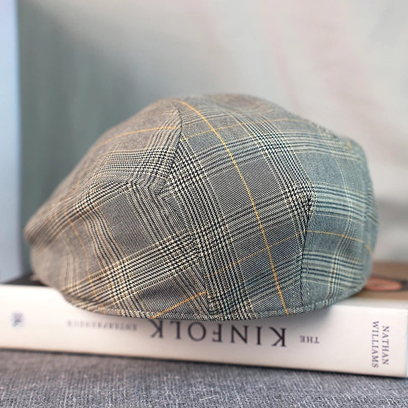 Gray plaid Gatsby beret for men