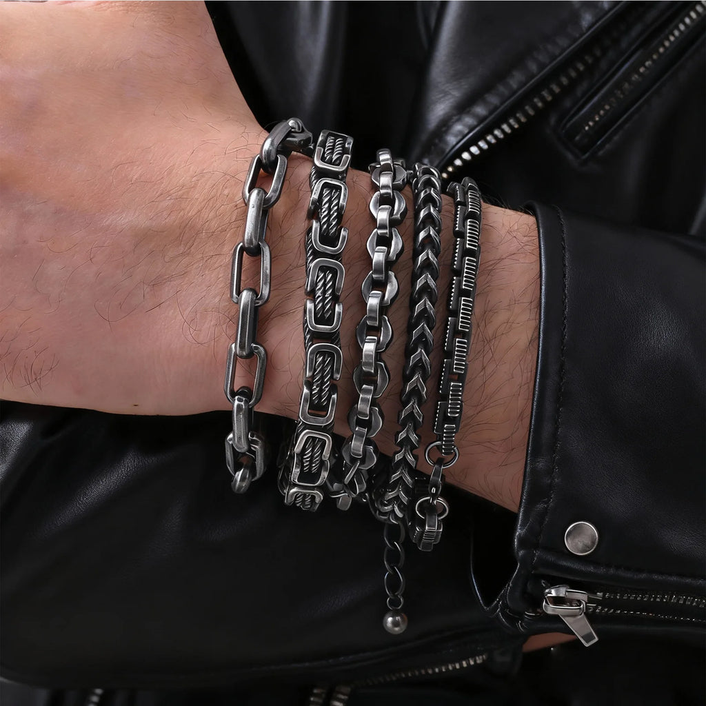 Men's Byzantine Chain Bracelet — Stainless Steel Braided Link Wristband
