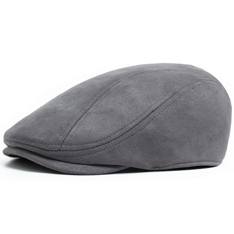 Windsor Suede Beret – Vintage-Style Newsboy Hat with Flat Visor, Casual and Warm Design for Autumn and Winter