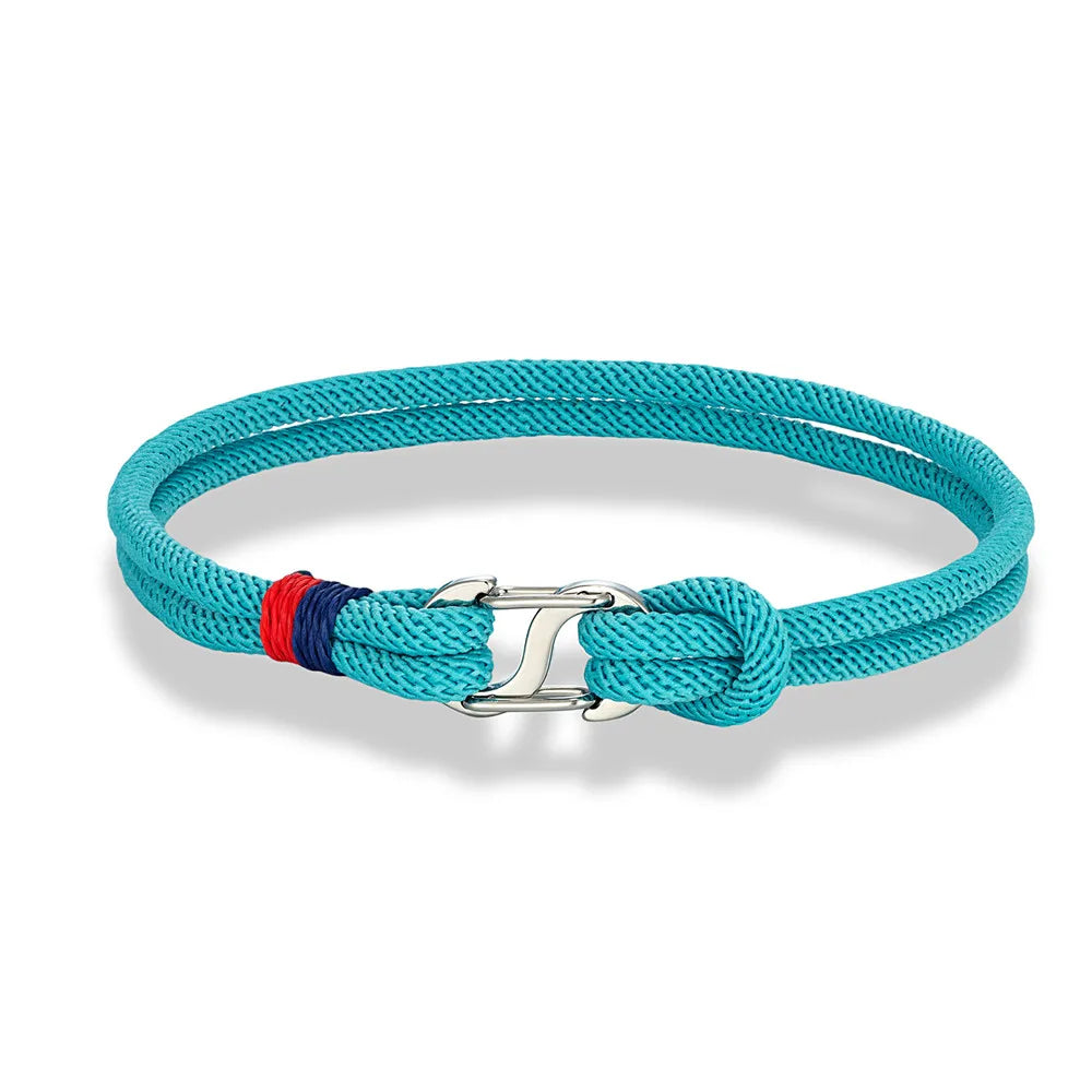 Mariner Braided Rope Bracelet – Navy Blue Survival Style with Stainless Steel Double Push Carabiner Clasp, Durable Design for Men