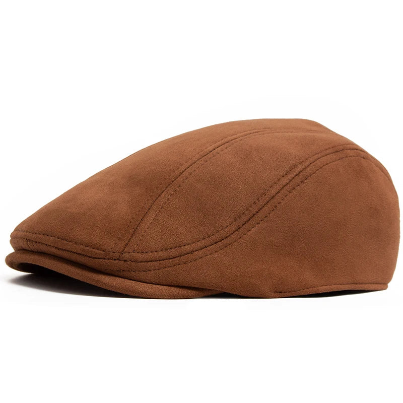 Windsor Suede Beret – Vintage-Style Newsboy Hat with Flat Visor, Casual and Warm Design for Autumn and Winter