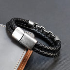 2025 Fashion Multi layered Stainless Steel Charm Viking Leather Bracelet Men's Woven Bracelet Punk Jewelry Homme Accessories