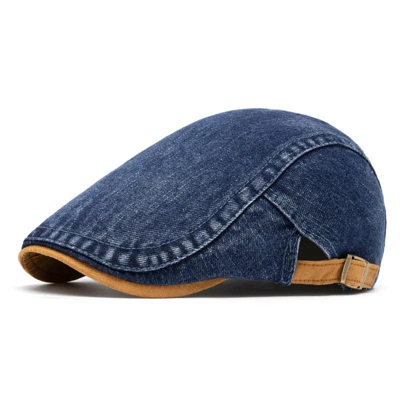 Cotton solid newsboy cap for men